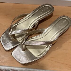 Open Edit Tori Kitten Heel Gold Women's Sandals